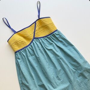Anthropologie Lilka Cotton Yellow & Blue Mini Baby Doll Dress medium